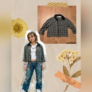 Vintage Y2K Plaid Navy Cream Kathy Ireland Cropped Jacket Streetwear